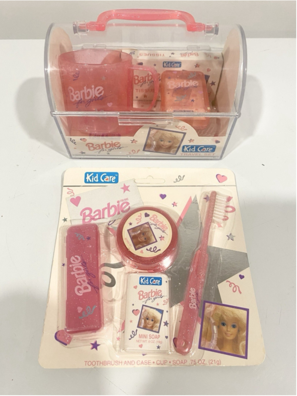 Vintage 1992 Barbie Kid Care Travel Set & Toiletry Set Complete Unused Mattel